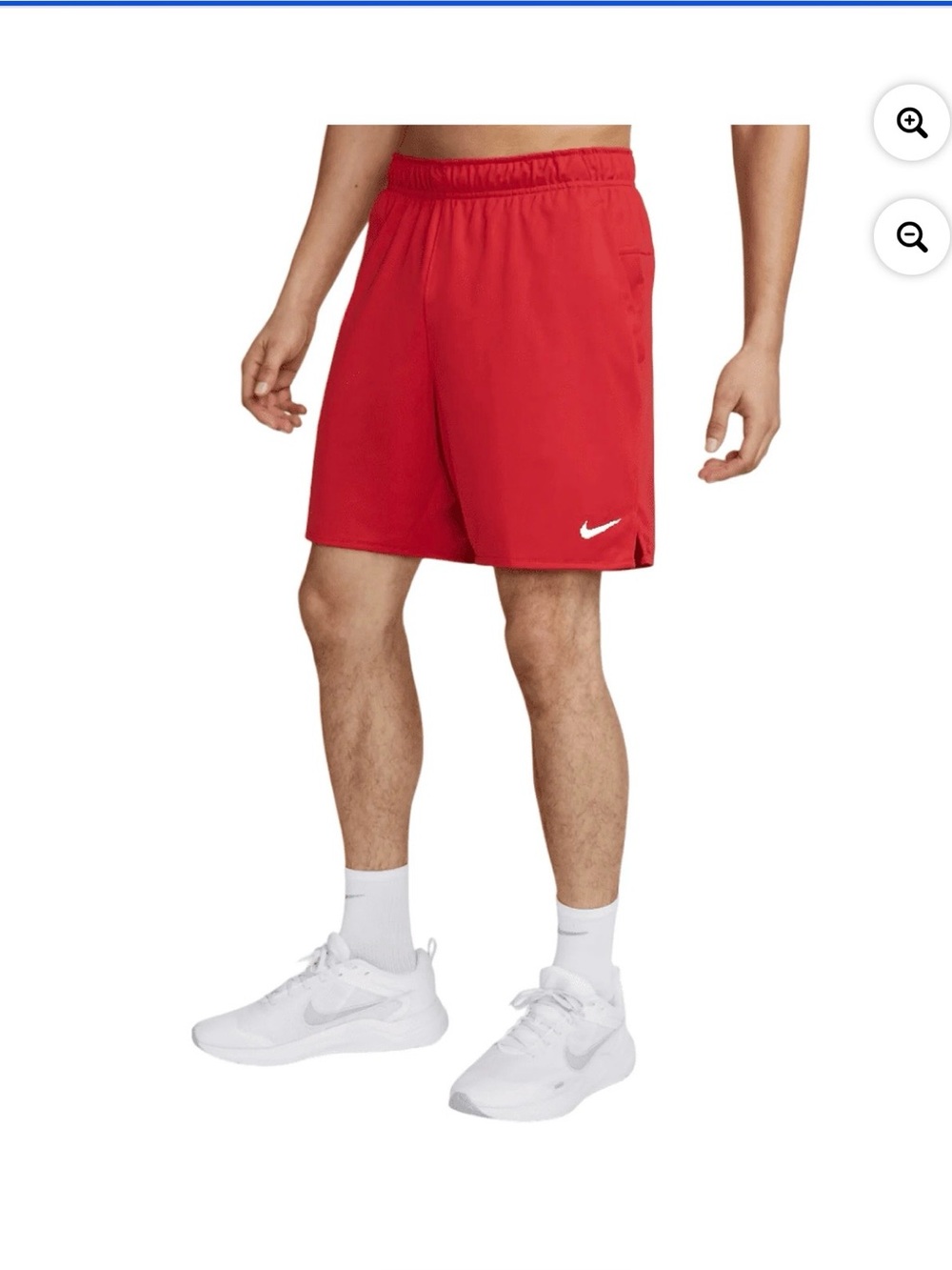 c-1 Nike Men’s Bright Red Athletic Shorts with White Swoosh.